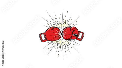 Dynamic burst of boxing gloves in graphic pop art style