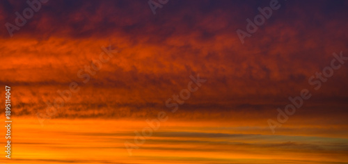 Orange clouds in the sky, summer sunset	
