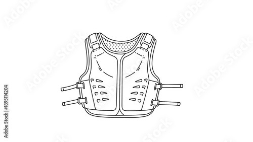 Protective tactical gear vest outline for military and outdoor activities