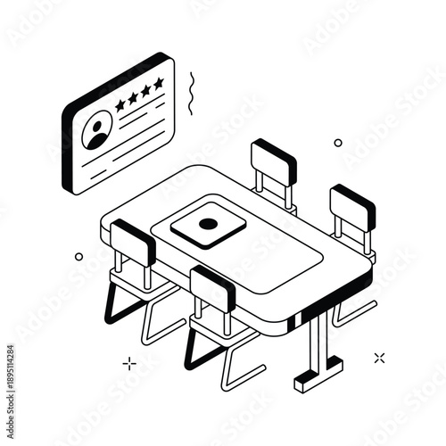 A visually engaging isometric illustration of job interview process