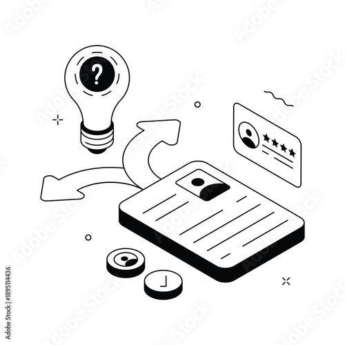 A creative isometric illustration of decision making process