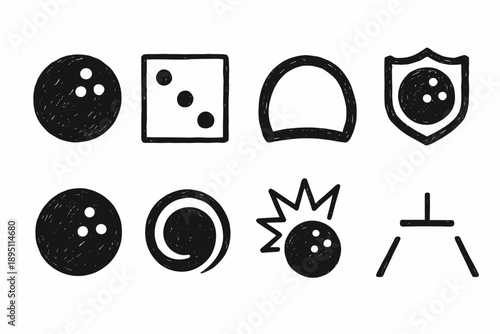 Bowling, games silhouette icon set. Ball, pins, strike icons collection