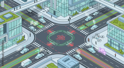 Smart City Intersection with Autonomous Vehicles and Drone Delivery