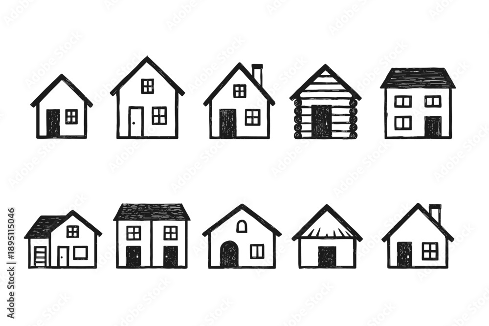 Naklejka premium Home, real estate outline icon set for housing, architecture and construction projects