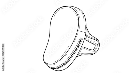 Linear drawing of simplistic modern shoe with thick sole and detailed straps