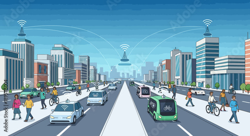 Smart City Transportation Network: Autonomous Cars, Future Mobility, Connected Vehicles, Urban Life