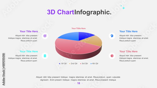 Fotografía 3D Pie Chart Infographic for Quarterly Business Data Presentation
