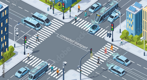 Smart City Intersection with Connected Autonomous Vehicles and Public Transport