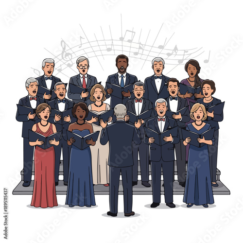 Conductor Leads Choir in Harmonious Performance.