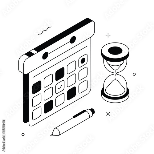 A scalable isometric illustration depicting project management workflow