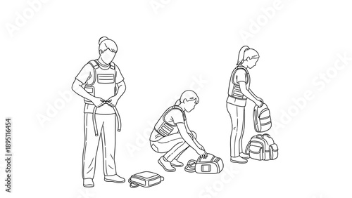 Women in action: adventure packing with backpacks and gear