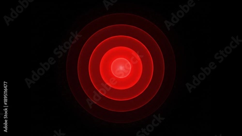 Pulsating Concentric Red Circles. Modern Luminous Preloader. Abstract Pulsating Rings Motion Background. Colorful Circular Silhouettes, Abstract High Tech Background