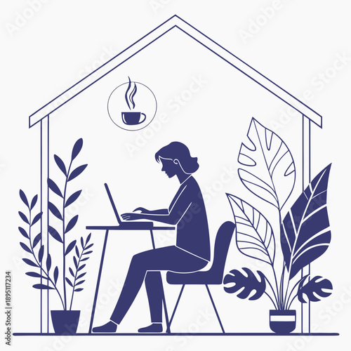 Woman working from home in a cozy space