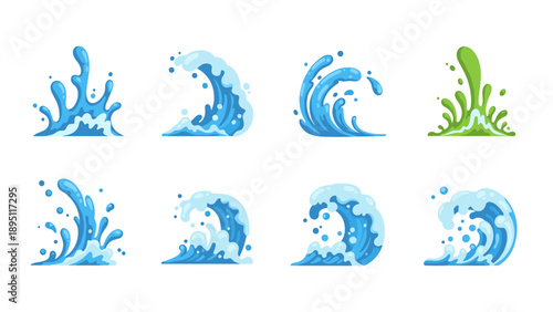 Stylized water and slime splashes: dynamic wave designs for creative projects