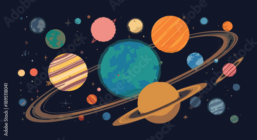 Colorful Planet Vector Illustration Set for Space, Astronomy, and Solar System Design Projects