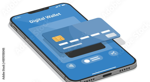Digital Wallet Mobile Payment Smartphone Vector