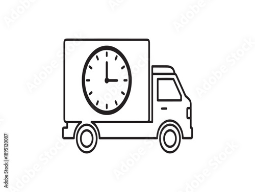 Delivery truck with a clock illustration symbolizing timely shipping and efficient logistics services