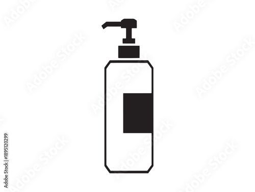 Simple black and white line drawing of a pump bottle for soap or lotion product