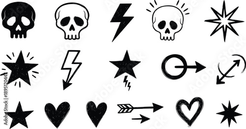 set of black and white icons