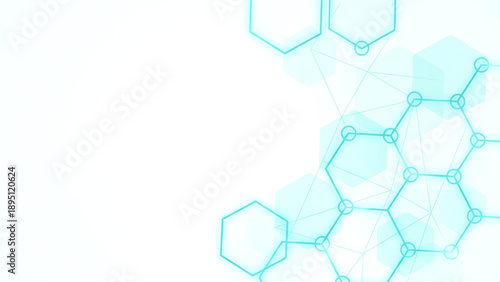 Scientific Abstract Background Clean Minimalist Molecular Grid with Hexagon Line Design