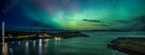 The Aurora Borealis, the northern lights, showing up above Portnoo in County Donegal, Ireland