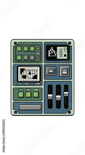 Industrial Control Panel with Various Components.