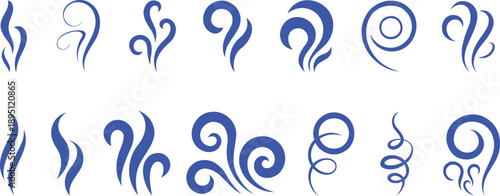 Blue Swirls and Waves Decorative curl organic