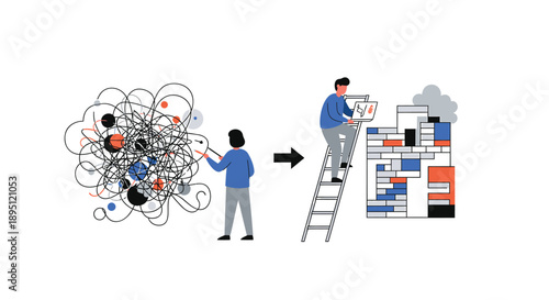 Organizing thoughts and tasks vector illustration