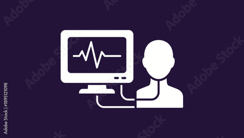 Medical Monitor Icon - Patient Health Monitoring with ECG Heartbeat