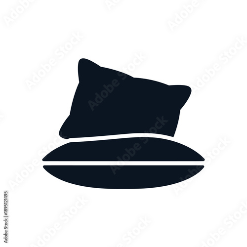 Simple black silhouette of a stacked pillow and cushion design