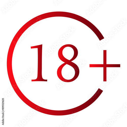 18+ age restriction symbol in a red circle. Warning about adult content.