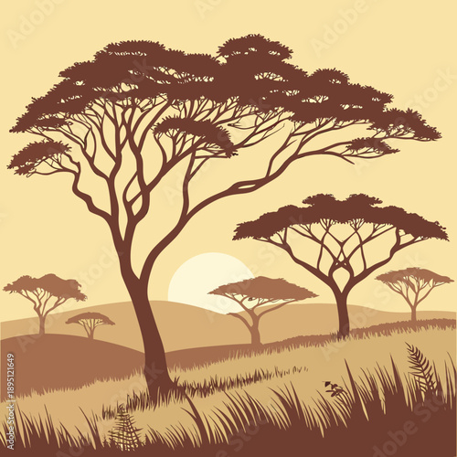 Serene savannah sunset