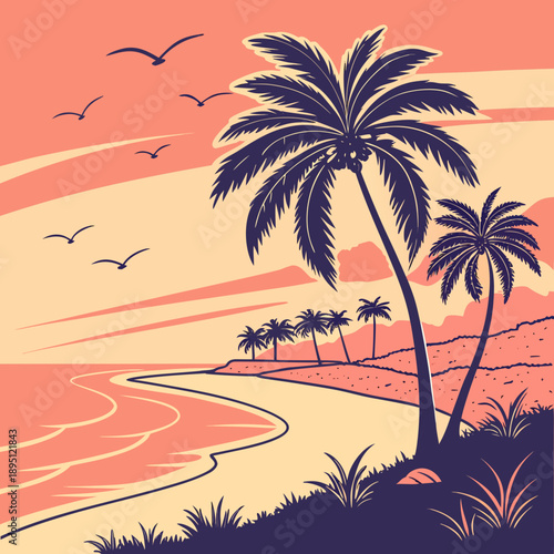 Sunset at the tropical beach