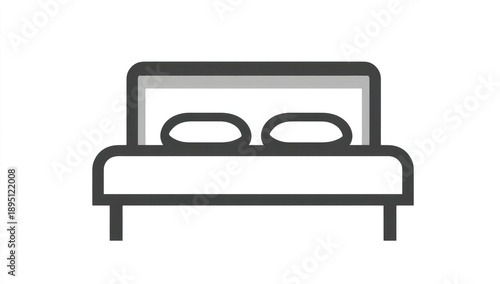 Simple, outlined bed icon
