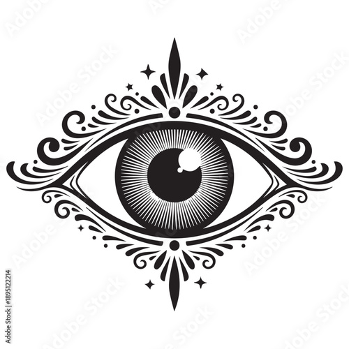 Stylized Ornate Eye with Intricate Decorative Frame