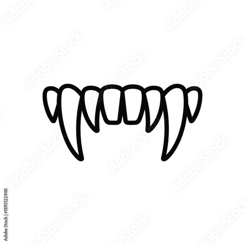 A simple black and white illustration of vampire fangs or teeth