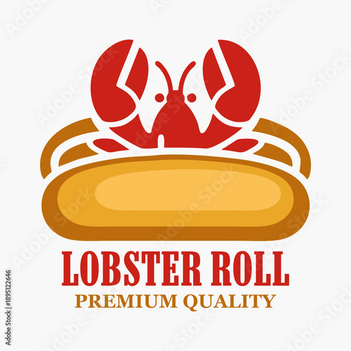 Lobster roll logo vector illustration template