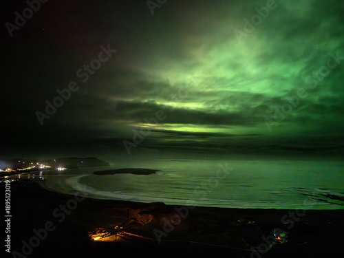 The Aurora Borealis, the northern lights, showing up above Castlegoland in County Donegal, Ireland
