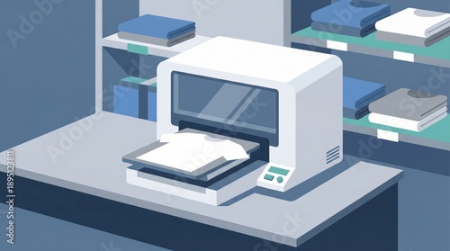 Garment printer for t-shirt printing, flat illustration