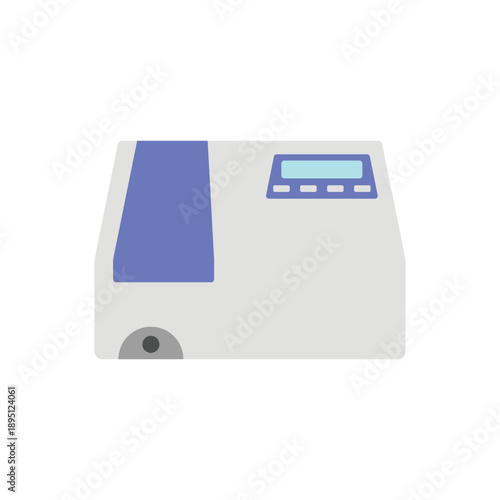 Spectrophotometer vector icon for measuring light absorption and chemical concentration analysis in laboratory research, isolated on white background.