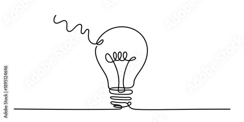 Creative idea concept represented by a single continuous line drawing of a light bulb Vector, illustration