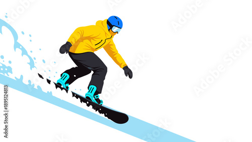 Dynamic snowboarding adventure with bright gear and action pose