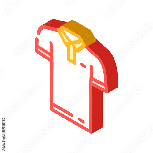 Polo shirt isolated as a three dimensional isometric icon, representing casual fashion wear and apparel suitable for sport, uniforms, and everyday clothing