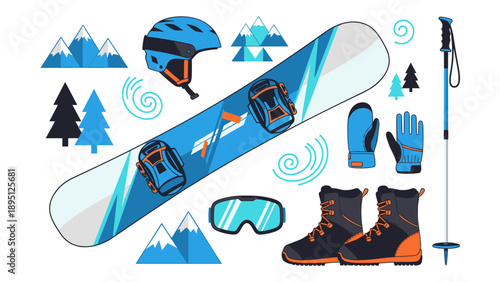 Winter sports equipment for snowboarding adventure: modern gear and accessories