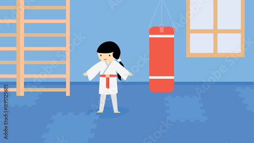 Taekwondo training in the gym, Illustration vector.