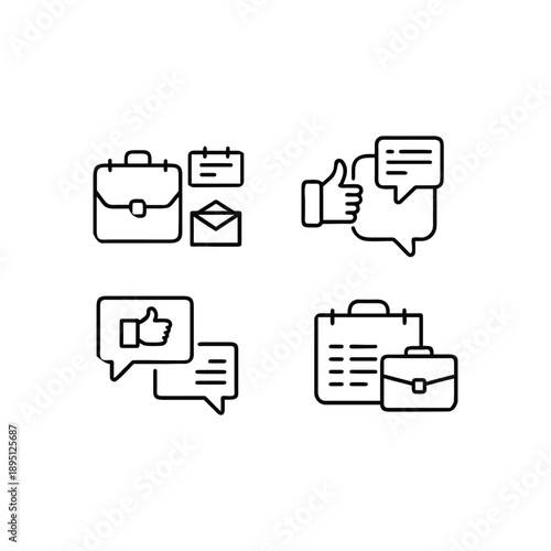 Business communication icons with briefcase chat bubbles calendar and email symbols