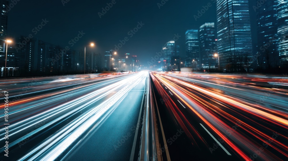 Obraz premium City highway traffic at night