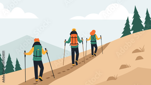 Hiking adventure with friends on a scenic mountain trail