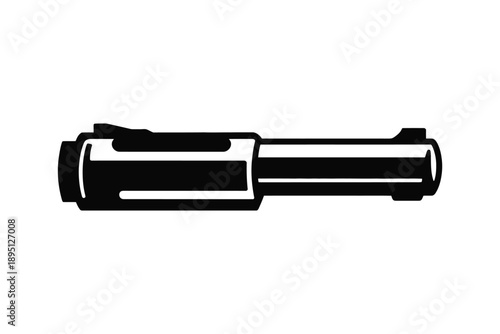 A black and white illustration of a cylindrical object with a flat end