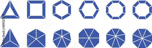 Geometric shapes abstract blue polygons and triangles